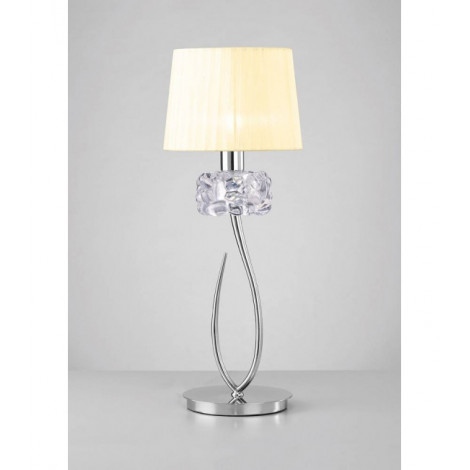 Lampe de Table Loewe 1 Ampoule E27 Big, chrome poli avec Abat jour crème|Lampes à poser|Luminaire Center