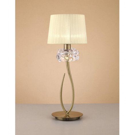 Lampe de Table Loewe 1 Ampoule E27 Big, laiton antique avec Abat jour crème|Lampes à poser|Luminaire Center