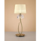 Lampe de Table Loewe 1 Ampoule E27 Big, laiton antique avec Abat jour crème|Lampes à poser|Luminaire Center