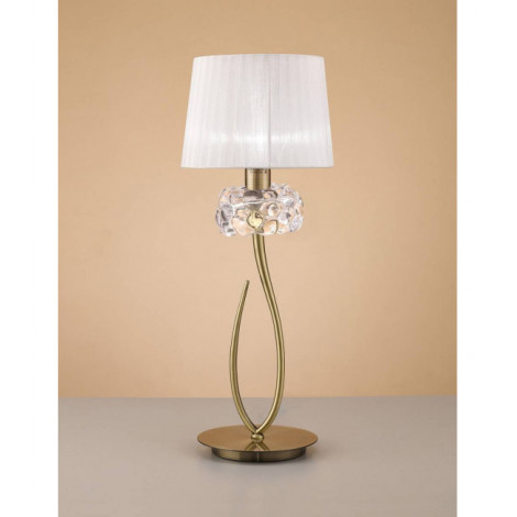 Lampe de Table Loewe 1 Ampoule E27 Big, laiton antique avec Abat jour blanc|Lampes à poser|Luminaire Center