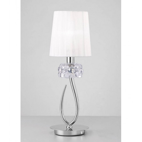 Lampe de Table Loewe 1 Ampoule E27 Small, chrome poli avec Abat jour blanc|Lampes à poser|Luminaire Center