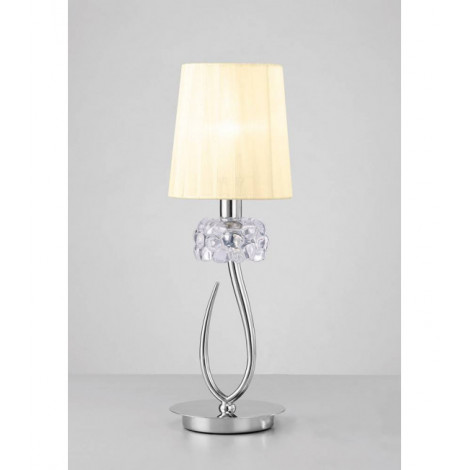 Lampe de Table Loewe 1 Ampoule E27 Small, chrome poli avec Abat jour crème|Lampes à poser|Luminaire Center