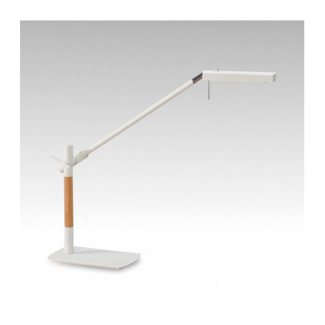 Lampe de Table Phuket 1 Ampoule 7W LED 3000K, 600lm, blanc mat/hêtre/chrome poli|Lampes à poser|Luminaire Center