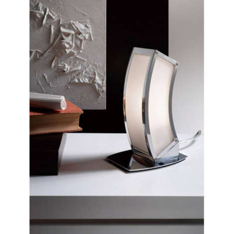 Lampe de Table Duna GU10 1 Ampoule L1/SGU10, chrome poli/arylique blanc|Lampes à poser|Luminaire Center