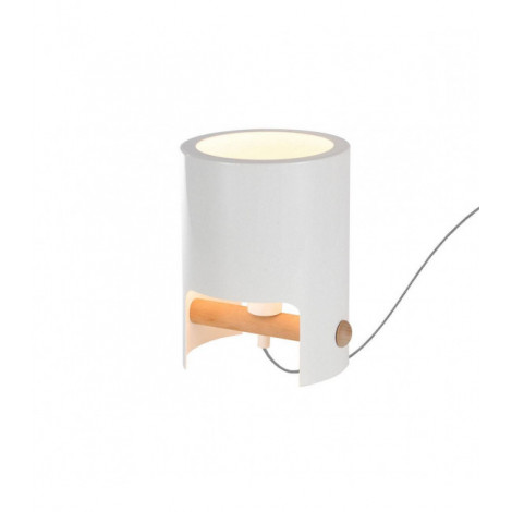Lampe de Table Cube Tall 1x40W, blanc Metal/Wood|Lampes à poser|Luminaire Center