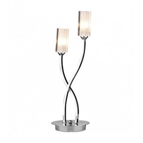 Lampe de table Morgan chrome poli et verre 2 ampoules|Lampes à poser|Luminaire Center