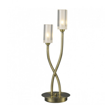 Lampe de table Morgan laiton antique et verre 2 ampoules|Lampes à poser|Luminaire Center
