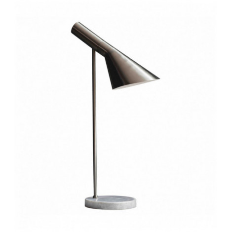 Lampe de table Carlo en Acier , Plaque de nickel brillant et marbre gris|Lampes à poser|Luminaire Center
