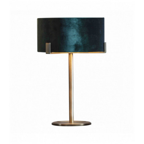 Lampe de table Hayfield en Acier , Plaque en laiton antique mat et velours vert|Lampes à poser|Luminaire Center