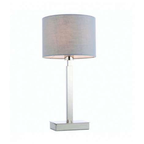 Lampe de table Norton Cylinder en Acier , Plaque chromée et tissu gris|Lampes à poser|Luminaire Center