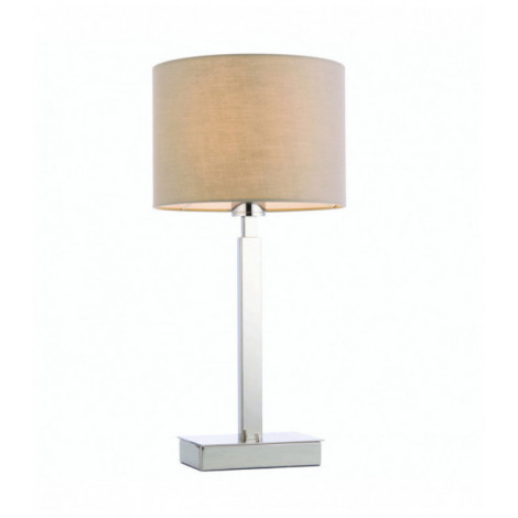 Lampe de table Norton Cylinder en Acier , Plaque chromée et tissu taupe|Lampes à poser|Luminaire Center