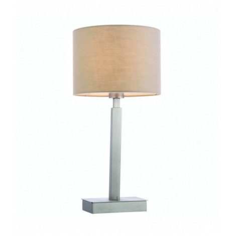 Lampe de table Norton Cylinder en Acier , Plaque de nickel mat et tissu taupe|Lampes à poser|Luminaire Center