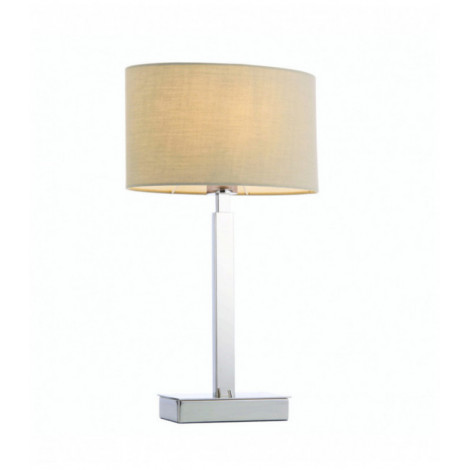 Lampe de table Norton Ellipse en Acier , Plaque chromée et tissu taupe|Lampes à poser|Luminaire Center