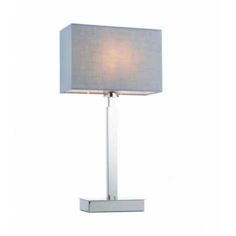 Lampe de table Norton Rectangular en Acier , Plaque chromée et tissu gris|Lampes à poser|Luminaire Center
