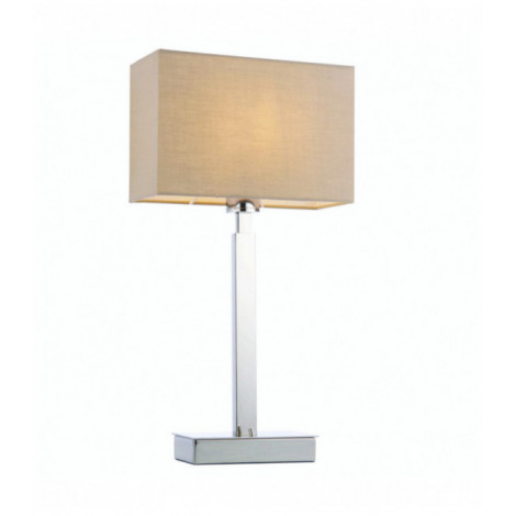 Lampe de table Norton Rectangular en Acier , Plaque chromée et tissu taupe|Lampes à poser|Luminaire Center