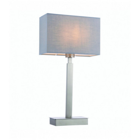 Lampe de table Norton Rectangular en Acier , Plaque de nickel mat et tissu gris|Lampes à poser|Luminaire Center