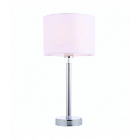 Lampe de table Owen Cylinder en Acier , Plaque chromée et tissu blanc vintage|Lampes à poser|Luminaire Center