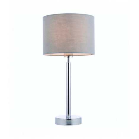 Lampe de table Owen Cylinder en Acier , Plaque chromée et tissu gris|Lampes à poser|Luminaire Center