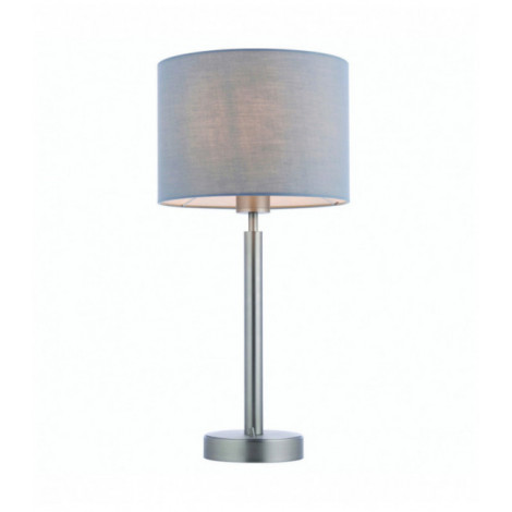 Lampe de table Owen Cylinder en Acier , Plaque de nickel mat et tissu gris|Lampes à poser|Luminaire Center