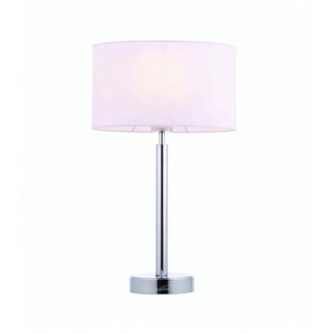 Lampe de table Owen Ellipse en Acier , Plaque chromée et tissu blanc vintage|Lampes à poser|Luminaire Center