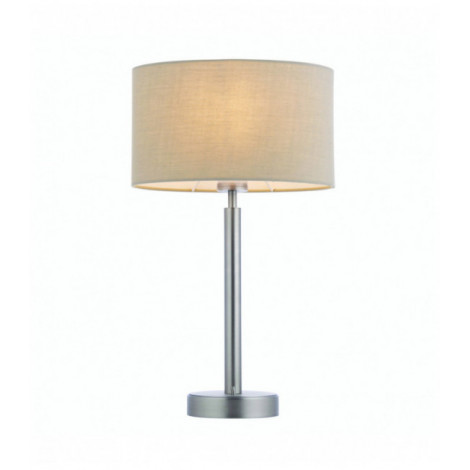 Lampe de table Owen Ellipse en Acier , Plaque de nickel mat et tissu taupe|Lampes à poser|Luminaire Center