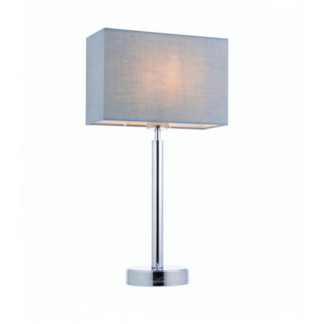 Lampe de table Owen Rectangular en Acier , Plaque chromée et tissu gris|Lampes à poser|Luminaire Center