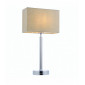 Lampe de table Owen Rectangular en Acier , Plaque chromée et tissu taupe|Lampes à poser|Luminaire Center