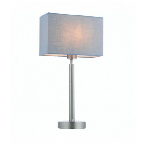 Lampe de table Owen Rectangular en Acier , Plaque de nickel mat et tissu gris|Lampes à poser|Luminaire Center