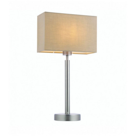 Lampe de table Owen Rectangular en Acier , Plaque de nickel mat et tissu taupe|Lampes à poser|Luminaire Center