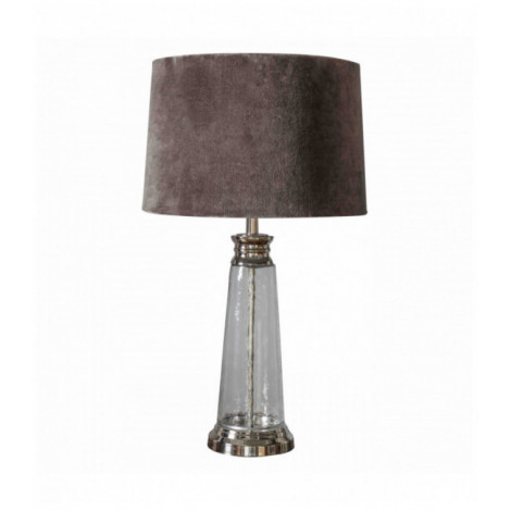 Lampe de table Winslet en Verre, Verre martelé transparent et tissu ivoire|Lampes à poser|Luminaire Center