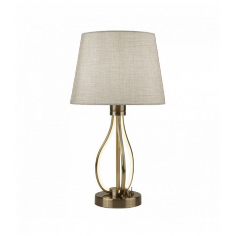 Lampe de table led vegas laiton antique avec abat-jour en toile de jute crème|Lampes à poser|Luminaire Center