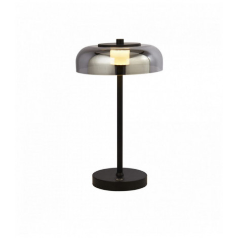 Lampe de table led frisbee 1 ampoule, noir mat avec verre fumé|Lampes à poser|Luminaire Center