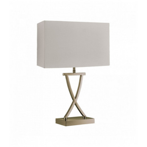 Lampe de table club abat-jour rectangle crème en laiton antique|Lampes à poser|Luminaire Center