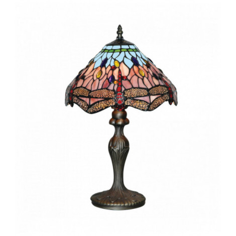 Lampe de table dragonfly 1 ampoule laiton antique verre tiffany|Lampes à poser|Luminaire Center