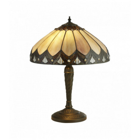 Lampe de table tiffany bronze perle / transparent / marron / violet|Lampes à poser|Luminaire Center