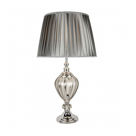 Lampe de table Greyson Verre,métal,tissu Gris,Transparent 1 ampoule 68cm|Lampes à poser|Luminaire Center