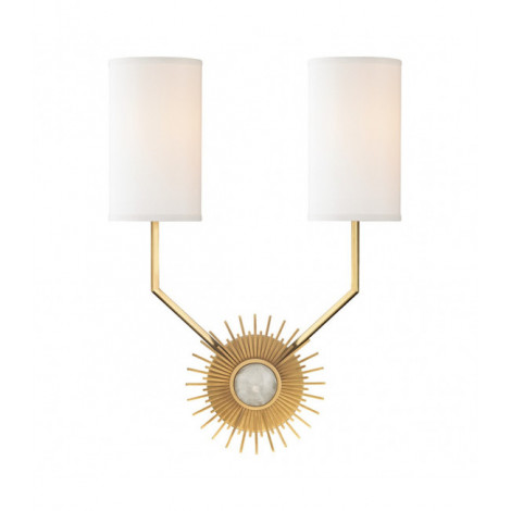 Lampe avec abat jour Borland Acier Laiton 2 ampoules 46,4cm|Lampes à poser|Luminaire Center