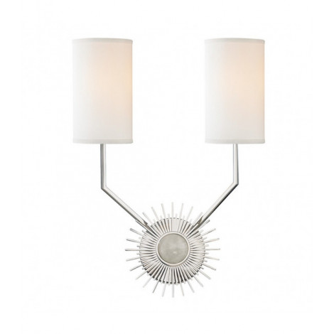 Lampe avec abat jour Borland Acier Nickel poli 2 ampoules 46,4cm|Lampes à poser|Luminaire Center