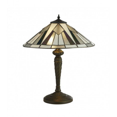 Lampe Tiffany Gatsby Laiton coulé Bronze antique 2 ampoules 53cm|Lampes à poser|Luminaire Center