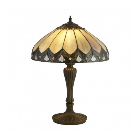 Lampe Tiffany Pearl Résine Bronze antique 2 ampoules 56cm|Lampes à poser|Luminaire Center