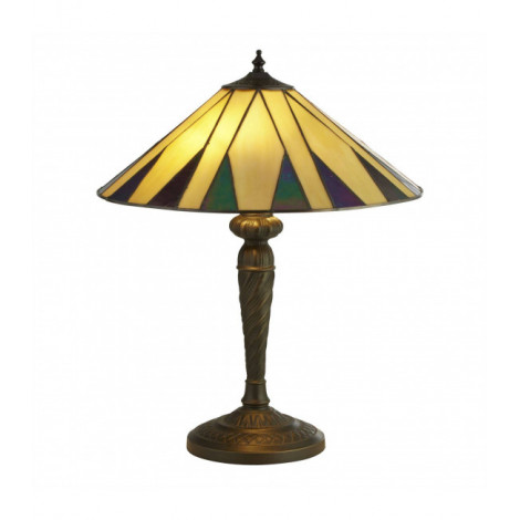 Lampe Tiffany Charleston Laiton coulé Bronze antique 2 ampoules 53cm|Lampes à poser|Luminaire Center