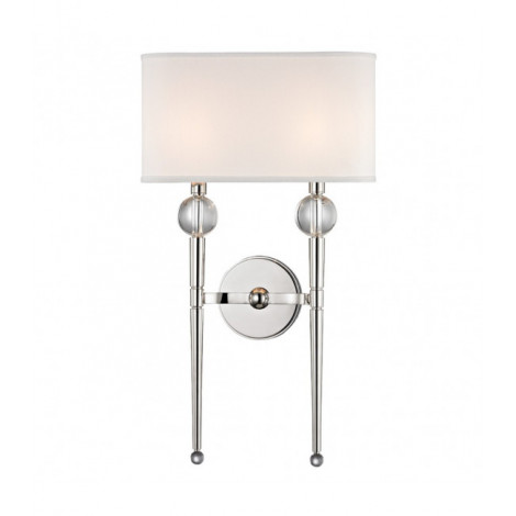 Lampe avec abat jour Rockland Nickel poli 2 ampoules 56,5cm|Lampes à poser|Luminaire Center