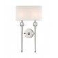 Lampe avec abat jour Rockland Nickel poli 2 ampoules 56,5cm|Lampes à poser|Luminaire Center