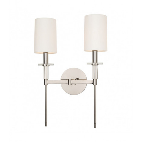 Lampe avec abat jour Amherst Acier Nickel poli 2 ampoules 47,6cm|Lampes à poser|Luminaire Center