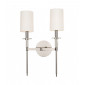 Lampe avec abat jour Amherst Acier Nickel poli 2 ampoules 47,6cm|Lampes à poser|Luminaire Center