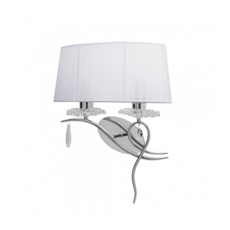 Lampe avec abat jour Louise Chrome poli 2 ampoules 50cm|Lampes à poser|Luminaire Center