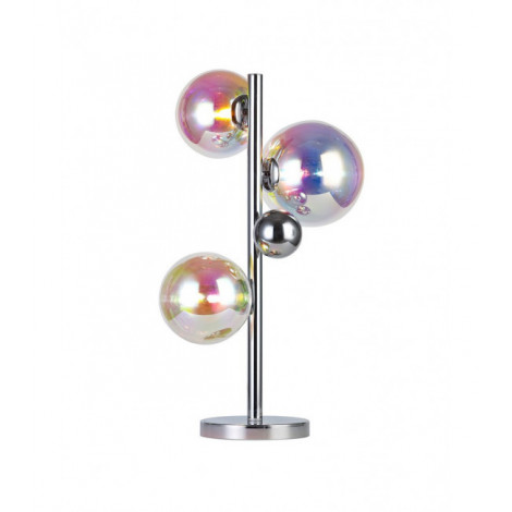 Lampe de table globe Chrome poli,irisé 3 ampoules 60cm|Lampes à poser|Luminaire Center