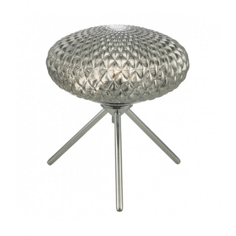 Lampe Design Bibiana Chrome poli,verre fumé 1 ampoule 23cm|Lampes à poser|Luminaire Center