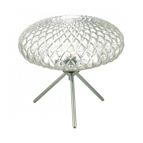 Lampe Design Bibiana Chrome poli,verre texturé 1 ampoule 26,5cm|Lampes à poser|Luminaire Center