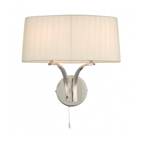 Lampe avec abat jour Cristin Nickel poli,ivoire 2 ampoules 32cm|Lampes à poser|Luminaire Center